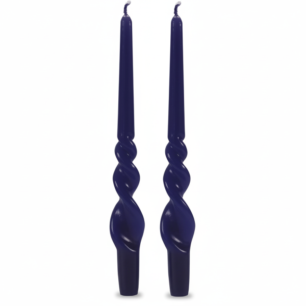 Set 2 candele voluta laccate h 30 cm - Blu notte