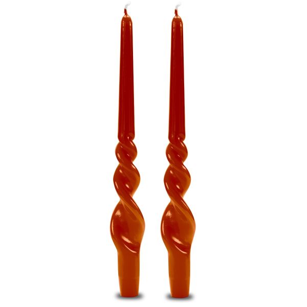 Set 2 candele voluta laccate h 30 cm - Terracotta
