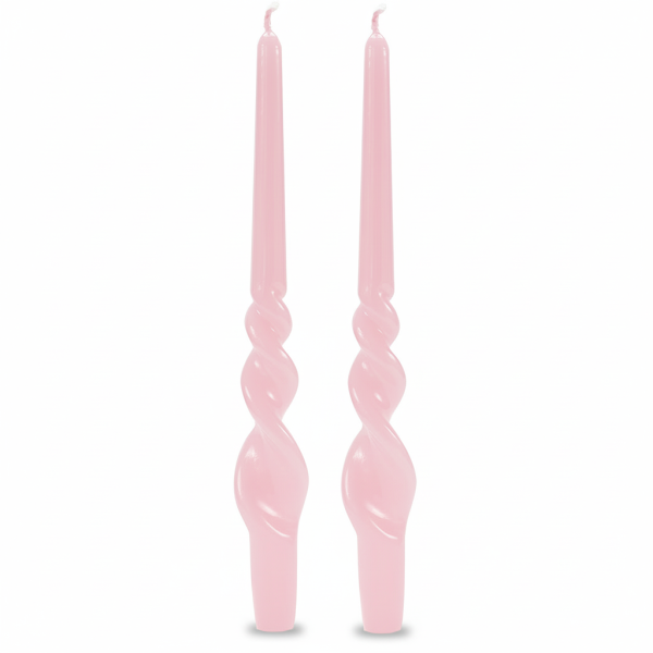 Set 2 candele voluta laccate h 40 cm - Rosa Polvere