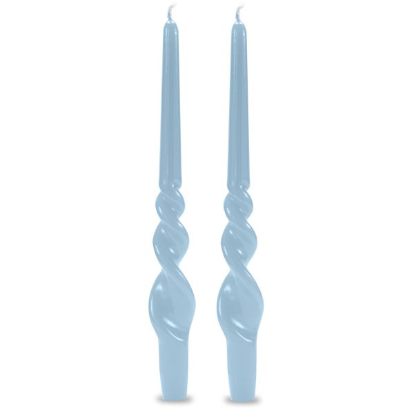 Set 2 candele voluta laccate h 30 cm - Dusty Blue