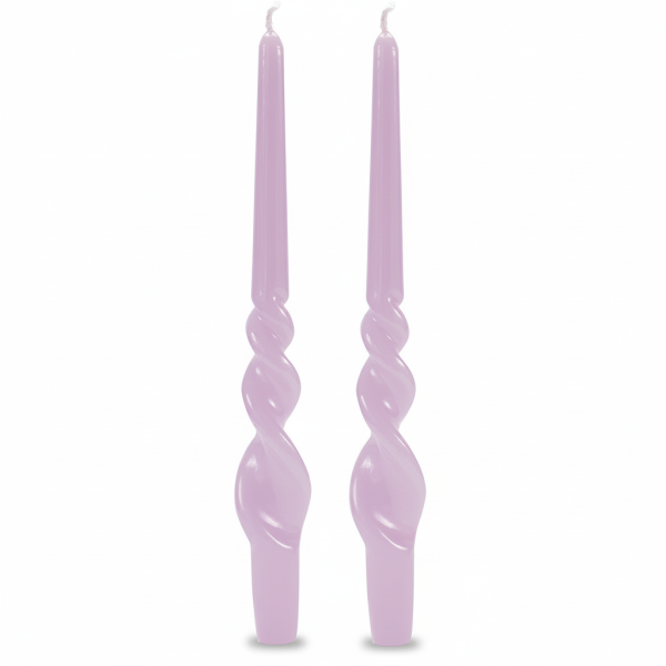 Set 2 candele voluta laccate h 30 cm - Viola Polvere