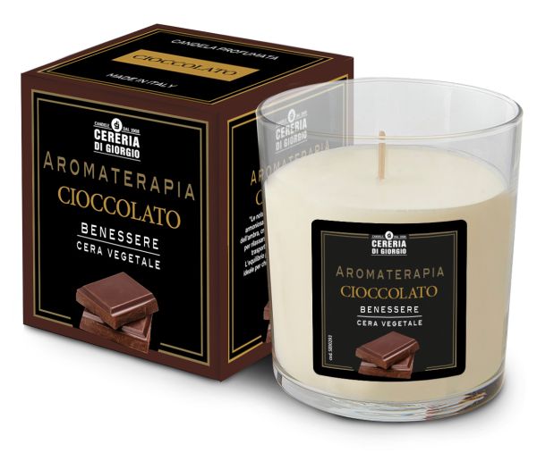 Candela Vegana Vegetale profumata in bicchiere Aromaterapia - A Cioccolato  - 44 ORE
