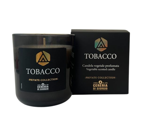Candela Vegetale Vegana profumata in bicchiere Aromaterapia Black - Tobacco- 44 ORE