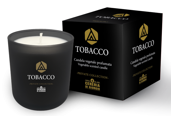 Candela Vegetale Vegana profumata in bicchiere Aromaterapia Black - Tobacco- 44 ORE