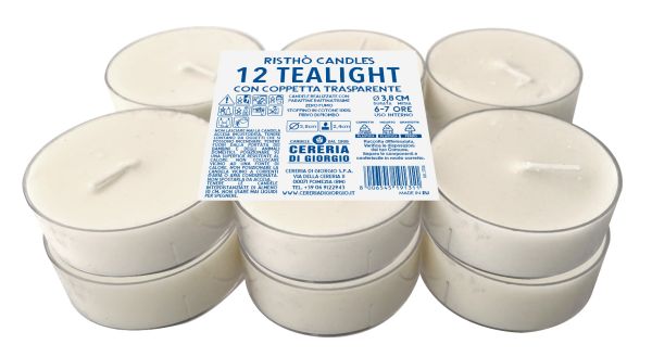 Maxi Tealight Ø 5,7 cm h. 2,2 cm 12 pezzi