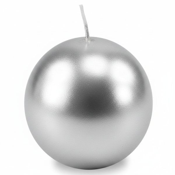 Candela sfera Laccata Ø 10 cm - 1 pezzo - Argento -Home Decor