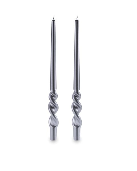 Set 2 candele voluta laccate h 30 cm - Argento