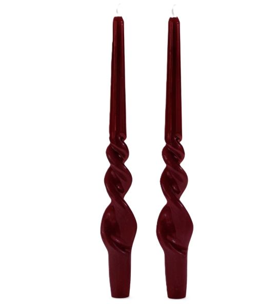 Set 2 candele voluta laccate h 40 cm - Borgogna