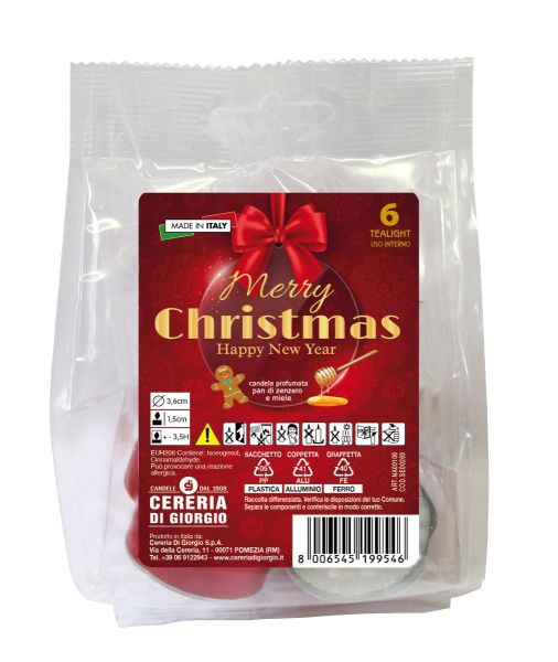 Confezione da 6 tealight alla cannella e  zenzero - Marry Christmas