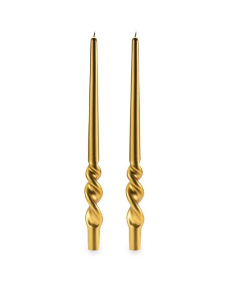 Set 2 candele voluta laccate h 30 cm - ORO