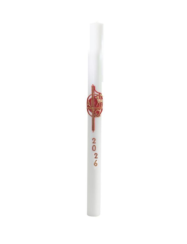 Cero pasquale con decoro in cera Ø 8 cm h. 120 cm