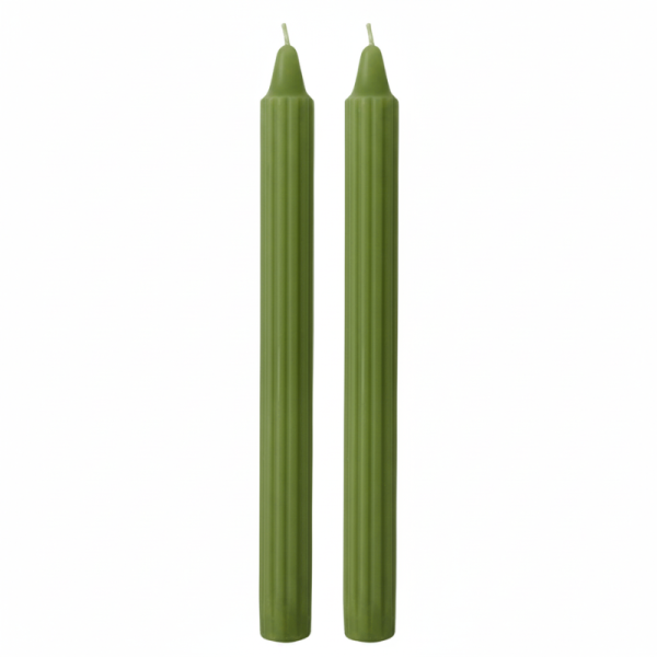 Candele Doriche Ø 2,2 cm h. 25 cm 2 pezzi - Verde Oliva