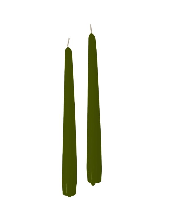 Candele coniche Ø 2,2 cm h. 25 cm 2 pezzi - Verde Oliva