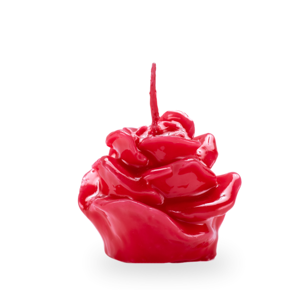 Candela a Forma di Rosellina Laccata - Colore Rosso- Lunghezza 5.5 cm Altezza 5.5 cm - Ideale come Bomboniera per Eventi e Matrimoni