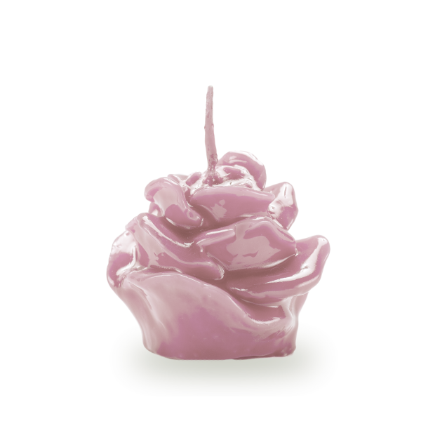 Candela a Forma di Rosellina Laccata - Colore Rosa Polvere- Lunghezza 5.5 cm Altezza 5.5 cm - Ideale come Bomboniera per Eventi e Matrimoni