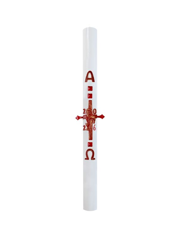 Cero pasquale con decoro in cera Ø 8 cm h. 120 cm