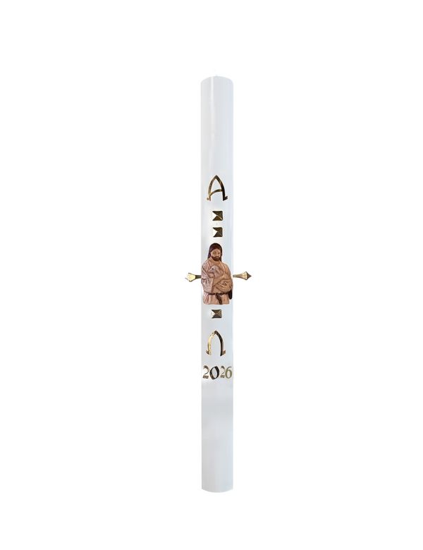 Cero pasquale con decoro in cera Ø 8 cm h. 120 cm