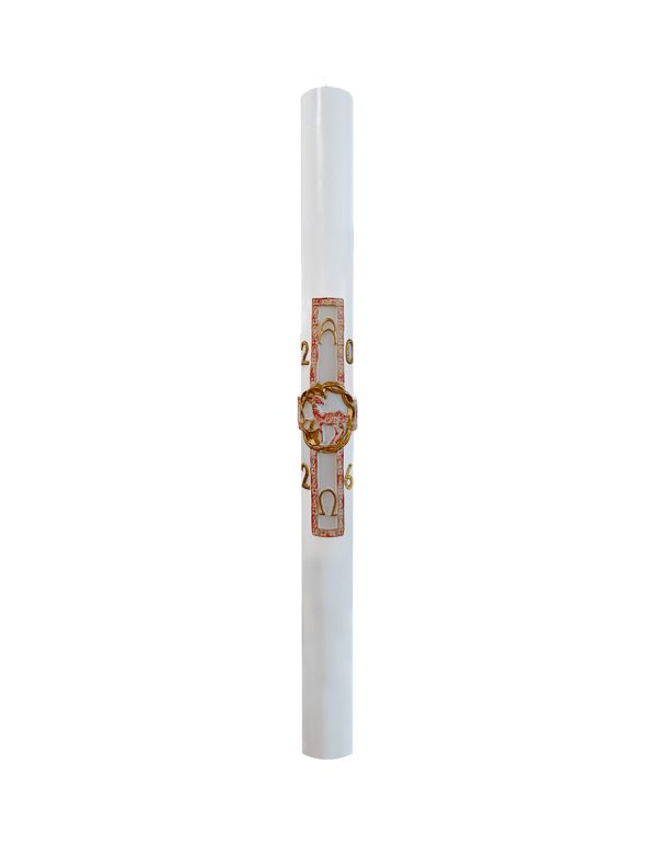 Cero pasquale con decoro in cera Ø 8 cm h. 120 cm
