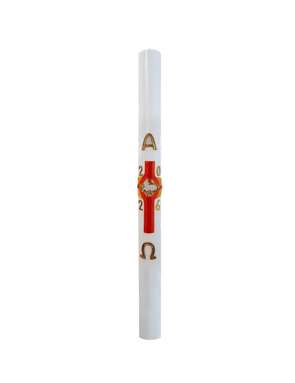 Cero pasquale con decoro in cera Ø 8 cm h. 120 cm