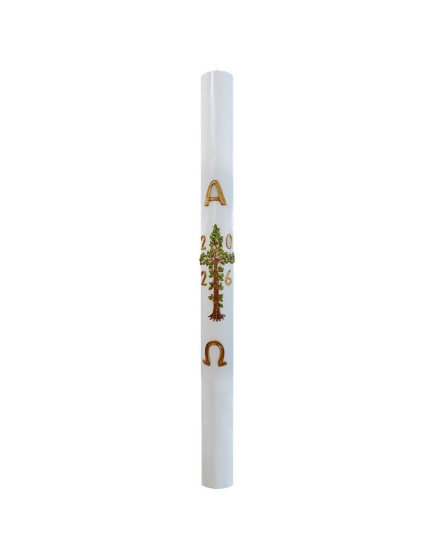 Cero pasquale con decoro in cera Ø 8 cm h. 120 cm