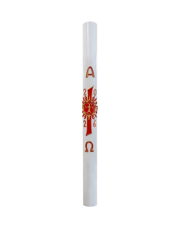 Cero pasquale con decoro in cera Ø 8 cm h. 120 cm