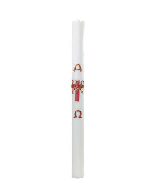 Cero pasquale con decoro in cera Ø 8 cm h. 120 cm