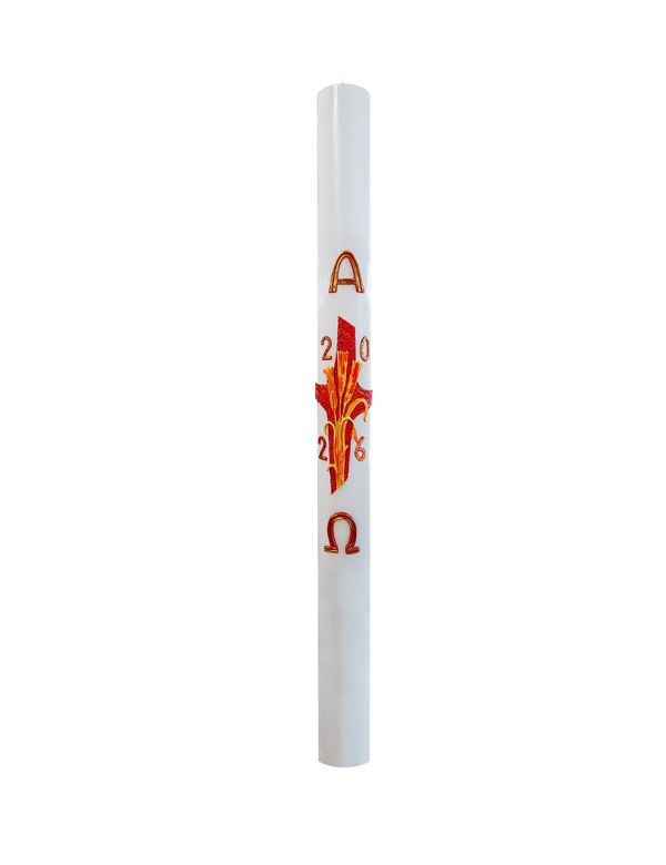 Cero pasquale con decoro in cera Ø 8 cm h. 120 cm