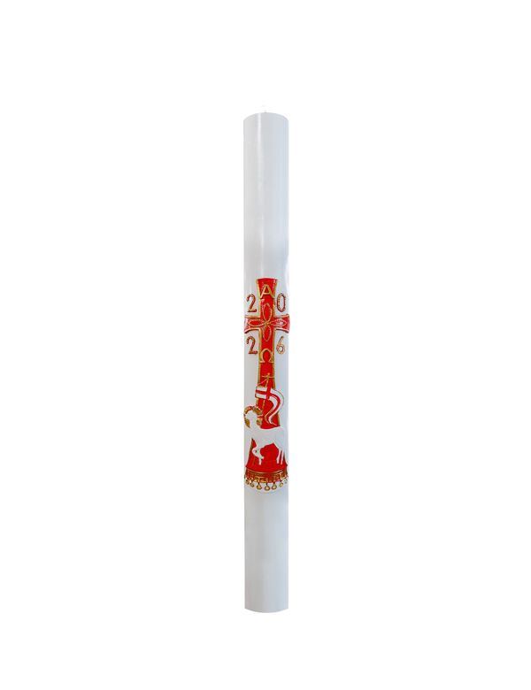 Cero pasquale con decoro in cera Ø 8 cm h. 120 cm