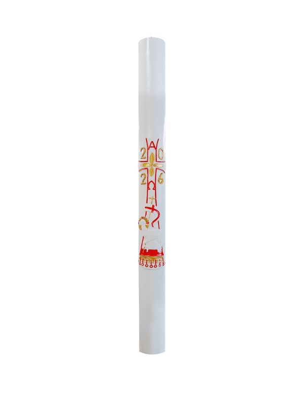 Cero pasquale con decoro in cera Ø 8 cm h. 120 cm