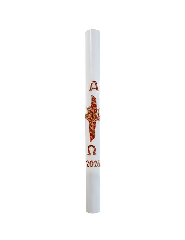 Cero pasquale con decoro in cera Ø 8 cm h. 120 cm
