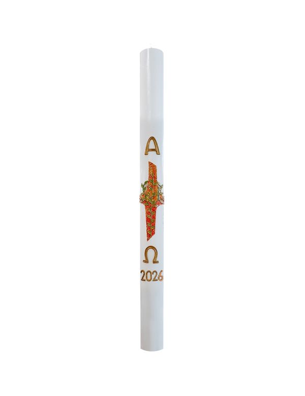 Cero pasquale con decoro in cera Ø 8 cm h. 120 cm