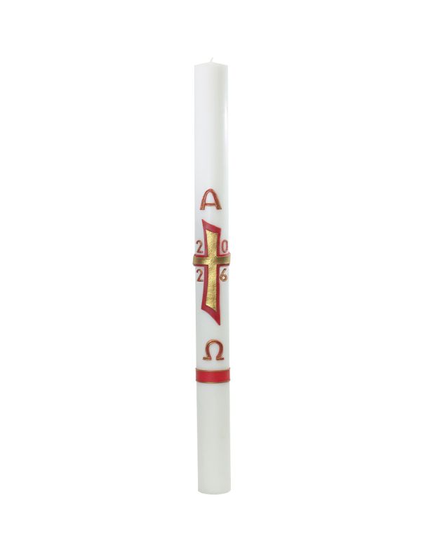 Cero pasquale con decoro in cera Ø 8 cm h. 120 cm