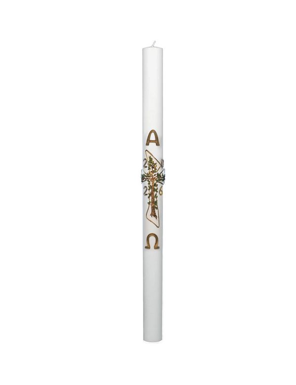 Cero pasquale con decoro in cera Ø 8 cm h. 120 cm
