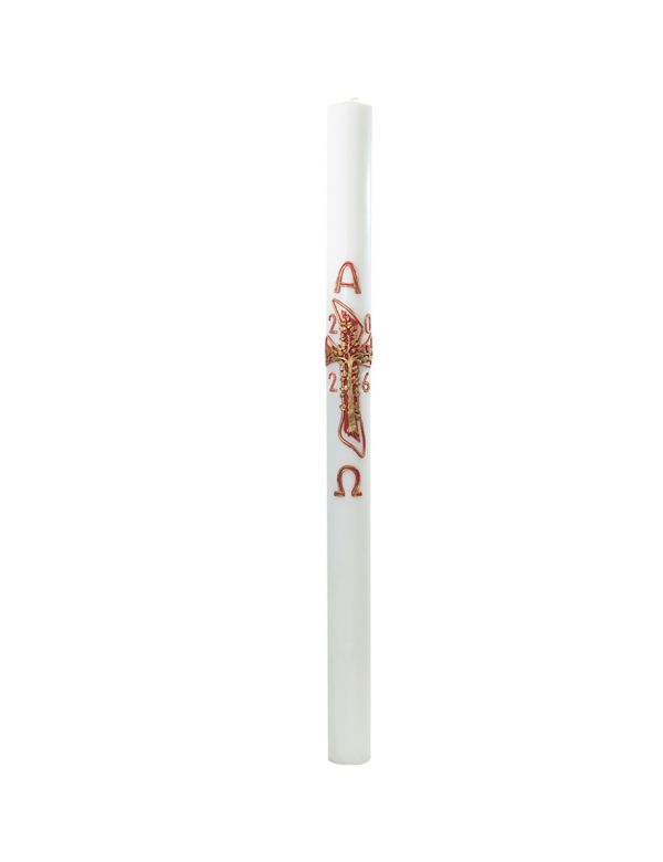 Cero pasquale con decoro in cera Ø 8 cm h. 120 cm
