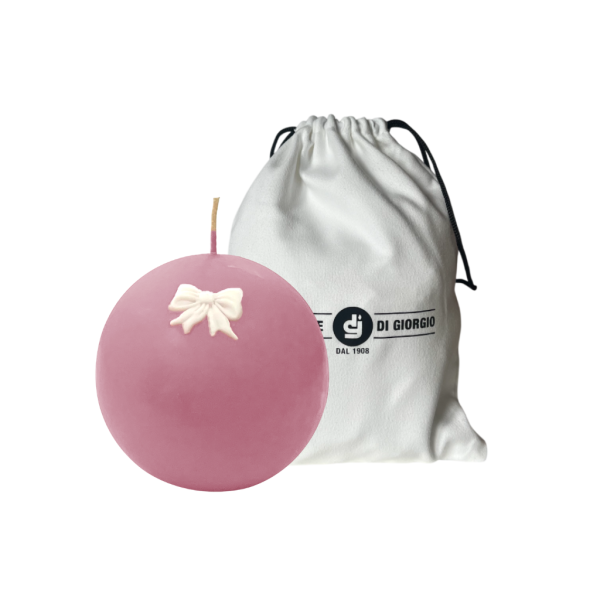 Sfera con ficco bianco in cera  Ø 10  - Rosa Polvere