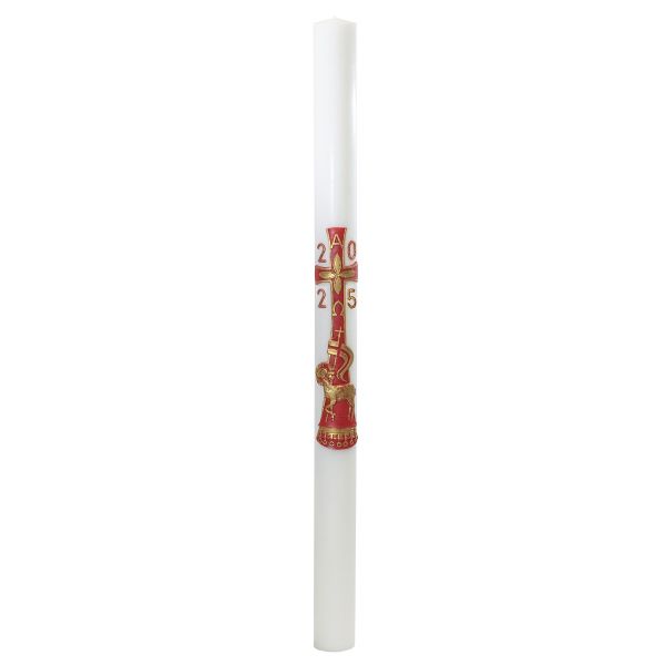 Cero pasquale con decoro in cera Ø 8 cm h. 120 cm
