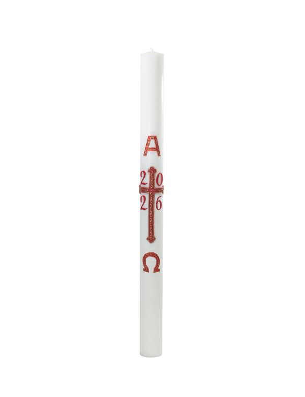 Cero pasquale con decoro in cera Ø 9 cm h. 120 cm