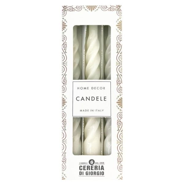 Set 3 Candele laccate tortiglione Ø 2,2 cm h. 21 cm - durata 5 h - VARI COLORI 