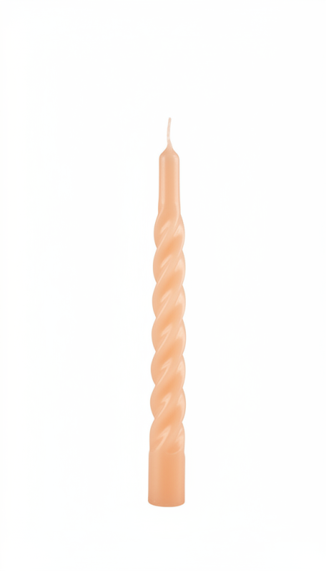 Candele laccate tortiglione Ø 2,2 cm h. 21 cm 3 pezzi - Pesca