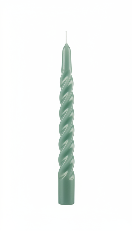 Candele laccate tortiglione Ø 2,2 cm h. 21 cm 3 pezzi - Vintage Green