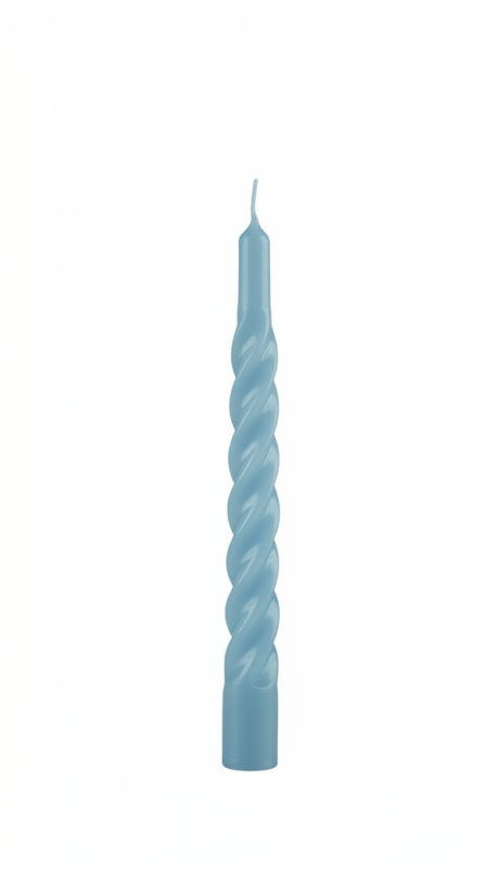 Candele laccate tortiglione Ø 2,2 cm h. 21 cm 3 pezzi -  Dusty Blue