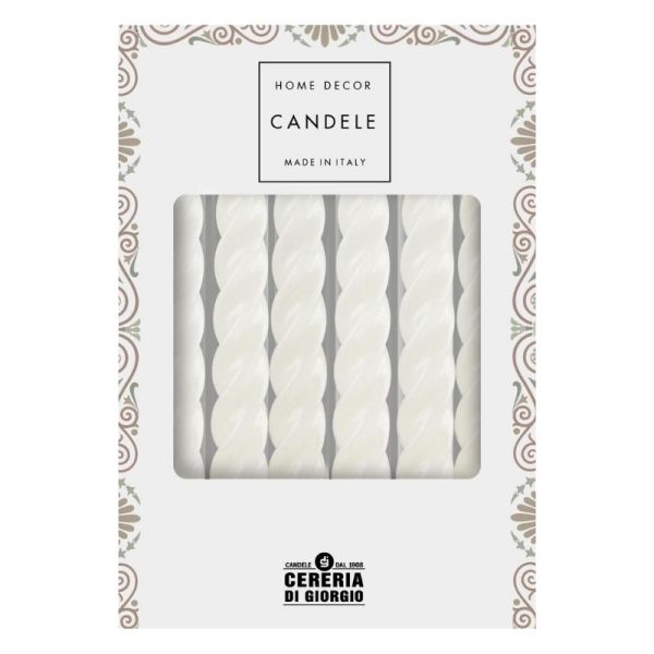 Set 6 Candele laccate tortiglione Ø 2,2 cm h. 21 cm - durata  circa  5 h - VARI COLORI