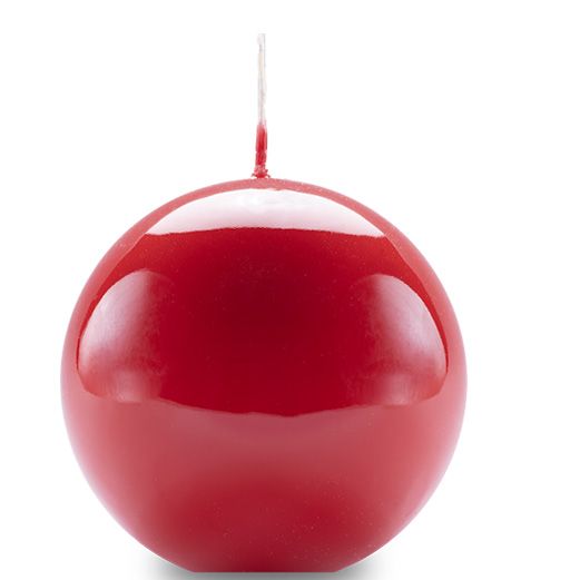 Candela sfera Laccata Ø 10 cm - 1 pezzo - Rosso - Home Decor