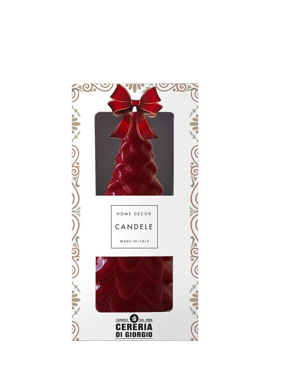 Candela Albero di Natale artigianale - Bordeaux- Altezza 20 cm