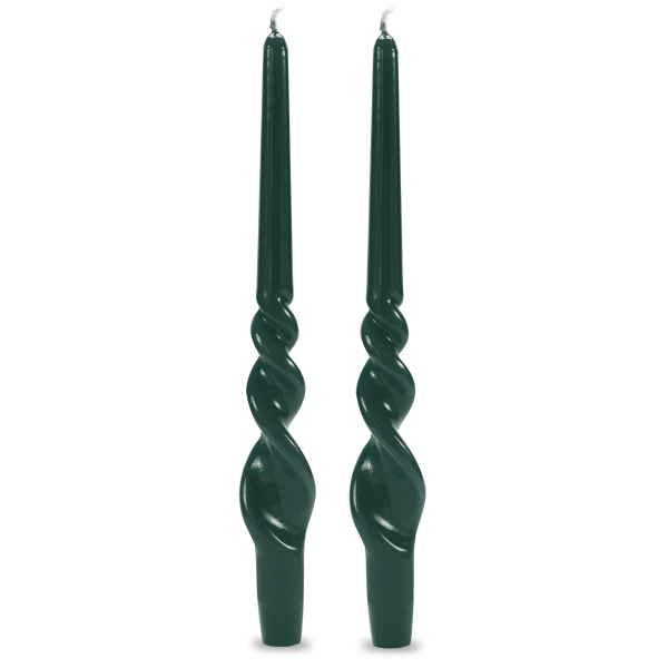 Set 2 candele voluta laccate h 30 cm - Verde Scuro