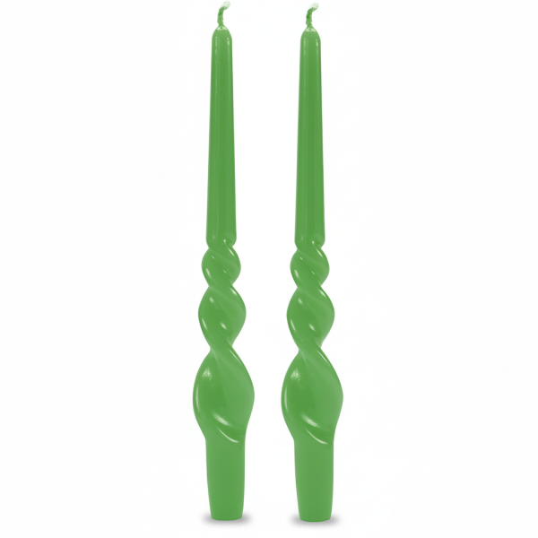 Set 2 candele voluta laccate h 30 cm - Pistacchio