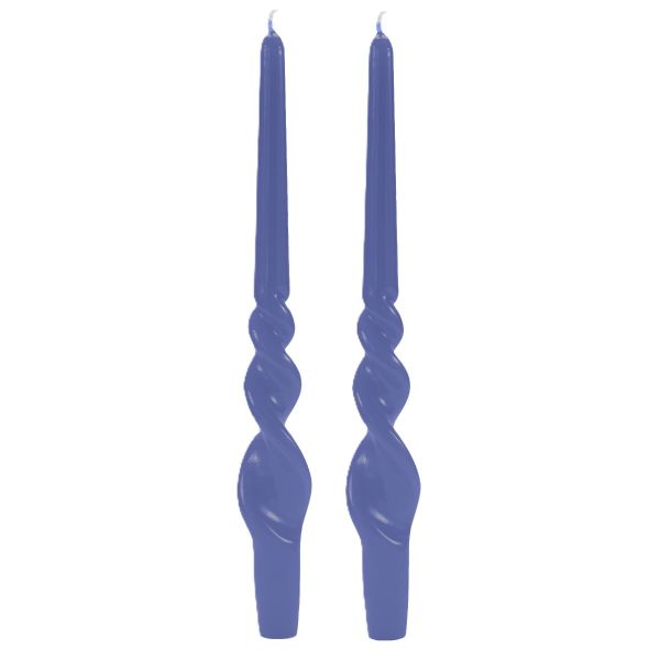 Set 2 candele voluta laccate h 30 cm - Blu Dusk