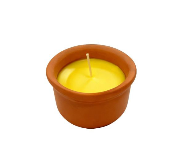 2 Vasetti in coccio alla Citronella di Java 100% Naturale - Anti zanzare e insetti - Diametro 8 cm Altezza 4.5 cm - Durata 12 ore