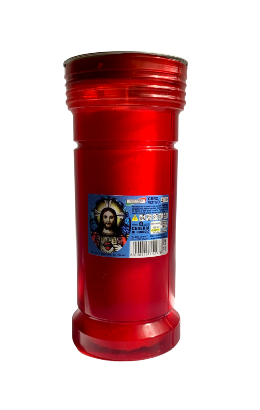 Cerone Sacro Cuore P80  ROSSO DIAM. 8CM  H 19CM
