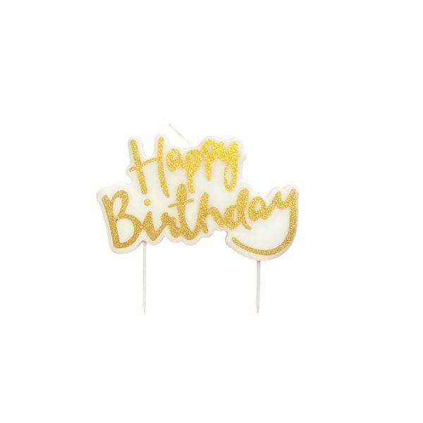 Candelina di compleanno con  banner "Happy Birthday"